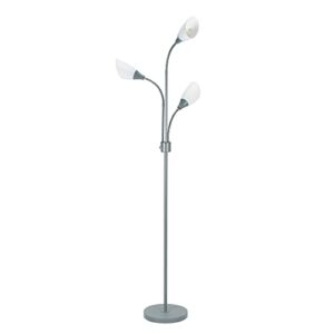 catalina lighting 70.25" medusa 3-light floor lamp with white shades, classic silver