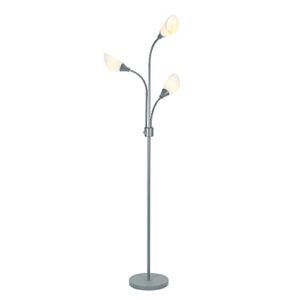 Catalina Lighting 70.25" Medusa 3-Light Floor Lamp with White Shades, Classic Silver