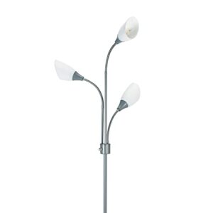 Catalina Lighting 70.25" Medusa 3-Light Floor Lamp with White Shades, Classic Silver