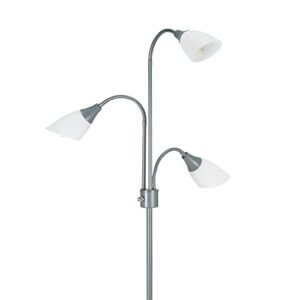 Catalina Lighting 70.25" Medusa 3-Light Floor Lamp with White Shades, Classic Silver