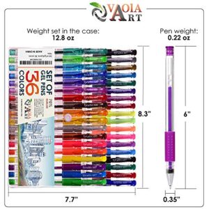 VaOlA ART Color Gel Pens - Gel Pens for Kids - Coloring Pens - Gel Pens Set - Pen Sets for Girls - Spirograph Pens - Pen Art Set - Artist Gel Pens - Sparkle Pens for Kids - 36 Gel Pens - Arts Pens