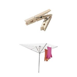 household essentials height adjustable outdoor umbrella drying rack bundle | aluminum | includes 96 ct clothespins