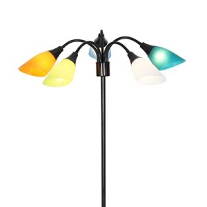 Catalina Lighting Medusa 5 Floor Lamp with Adjustable, Black Base with Colored Shades, 20744-000, 67.5"