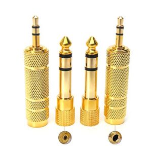siyear 3.5mm 1/8 inch trs plug to 6.35mm 1/4 inch jack and 3.5mm female to 6.35 male plug gold plated set audio stereo adapter converter for headphone, microphone (4 -pack)
