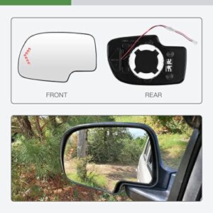 SCITOO Exterior Mirror Replacement Glass Driver Left Side Power Heated Signal fit for 2003-2007 for Chevy Silverado Suburban for GMC Sierra Yukon Replacement Tow Mirror