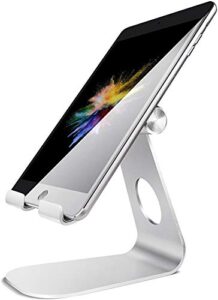 lamicall tablet stand adjustable, tablet holder : desktop holder dock cradle compatible with ipad pro 12.9,10.5, 9.7, air mini 2 3 4, nexus, accessories, tab (4-13 inch) - silver