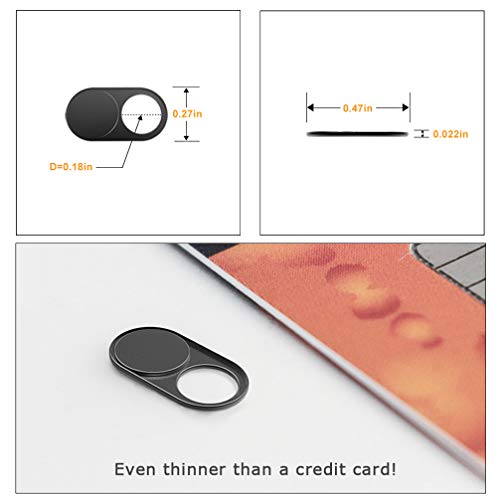 Webcam Cover Slide 0.022in Ultra Thin Metal Magnet Web Camera Cover for MacBook Pro Laptops Smartphone Mac PC Tablets for Echo Spot Show Protecting Your Privacy Security Black(3 Packs)