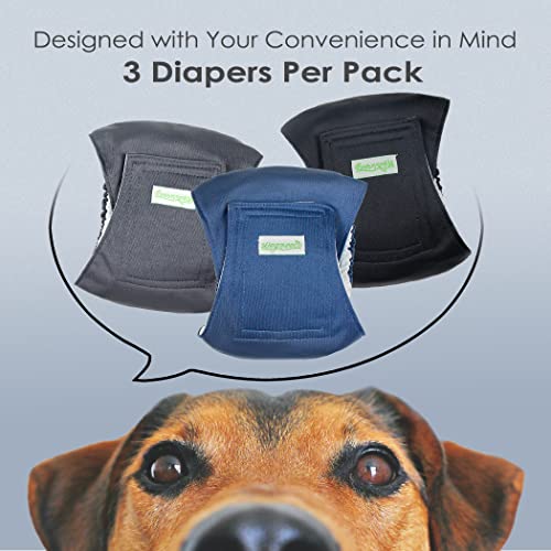 Wegreeco Washable Male Dog Belly Band (Stylish Pattern)- Pack of 3 - Washable Male Dog Belly Wrap, Dog Diapers Male (Black, Charcoal, Navy, Small)