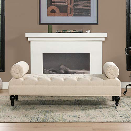 Jennifer Taylor Home Lewis Bolster Bench, Sky Neutral