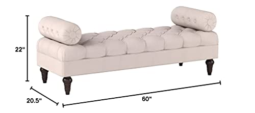 Jennifer Taylor Home Lewis Bolster Bench, Sky Neutral