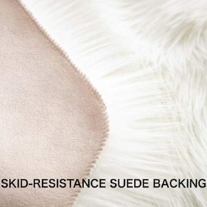 Super Soft Premium Faux Sheepskin Fur Sofa Chair Cover Plush Seat Cushion Pad Shaggy Area Rugs for Bedroom Floor, 2ft x 3ft, White