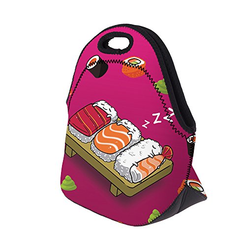 Boys Girls Kids Women Adults Insulated School Travel Outdoor Thermal Waterproof Carrying Lunch Tote Bag Cooler Box Neoprene Lunchbox Container Case (Nice Sleeping Sushi)