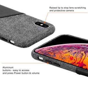 Lopie [Sea Island Cotton Series] Slim Card Case Compatible for iPhone X/10 2017, Fabric Protection Cover with Leather Card Holder Slot Design, Black