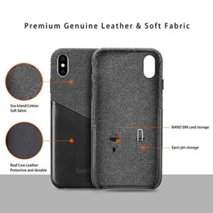 Lopie [Sea Island Cotton Series] Slim Card Case Compatible for iPhone X/10 2017, Fabric Protection Cover with Leather Card Holder Slot Design, Black