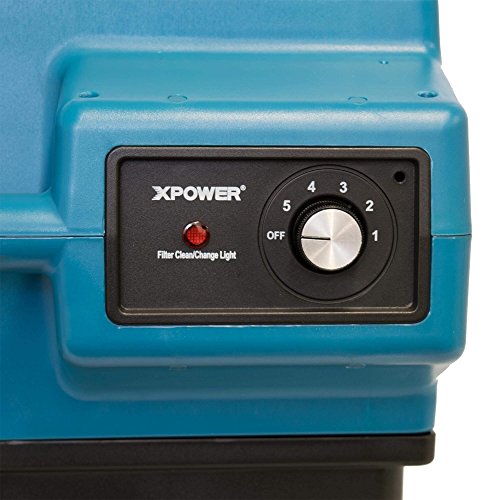 XPOWER X-3580 Commercial Air Scrubber, Negative Air, 600 CFM, 4-Stage HEPA Filtration, 5-Speed, Filter Light, Energy Efficient, High ROI, Blue