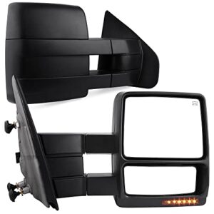 yitamotor towing mirrors compatible with ford 2004-2006 f150 series pickup power heated led turn signal puddle light tow mirrors
