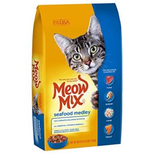 meow mix seafood medley dry cat food, 3.15 pound bag (pack of 4)