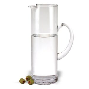 badash crystal glass pitcher - 9.75” tall mouth-blown lead-free crystal glass pitcher - 48 oz. cocktail pitcher - cylinder pitcher for any beverage