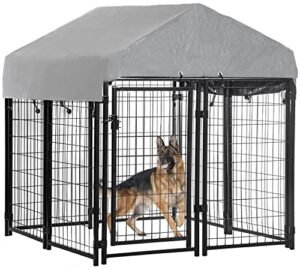 welded wire dog kennel heavy duty playpen included a roof & water-resistant cover 4'x4'x4.3'