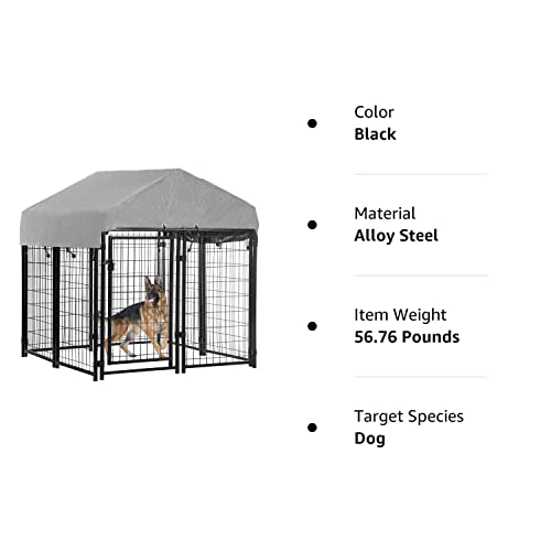 Welded Wire Dog Kennel Heavy Duty Playpen Included a Roof & Water-Resistant Cover 4'x4'x4.3'