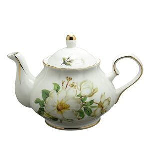 jomop ceramic tea pot floral design white 3-4 cups 850 ml (green)