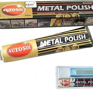 Autosol Metal Polish 3.33 Oz.(75ml) Copper Brass Alumium and More with Previous Polishing Cloth