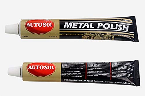 Autosol Metal Polish 3.33 Oz.(75ml) Copper Brass Alumium and More with Previous Polishing Cloth