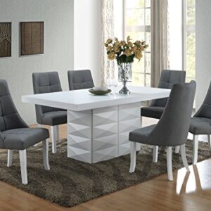 Kings Brand Furniture Milan 7 Piece White Modern Rectangle Dinette Dining Room Table & 6 Grey Vinyl Chairs, 70.9" W x 39.4" D x 30.5" H