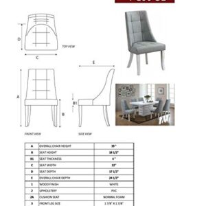 Kings Brand Furniture Milan 7 Piece White Modern Rectangle Dinette Dining Room Table & 6 Grey Vinyl Chairs, 70.9" W x 39.4" D x 30.5" H