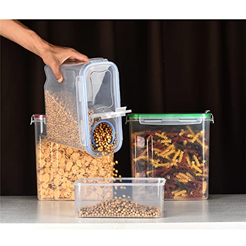 MEKBOK Cereal Storage Container Set, BPA Free Plastic Airtight Food Storage Containers 135.2 oz for Cereal, Snacks and Sugar, 3 Piece Set Cereal Dispensers with 16 Chalkboard Labels, blue