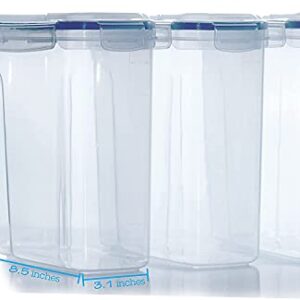 MEKBOK Cereal Storage Container Set, BPA Free Plastic Airtight Food Storage Containers 135.2 oz for Cereal, Snacks and Sugar, 3 Piece Set Cereal Dispensers with 16 Chalkboard Labels, blue