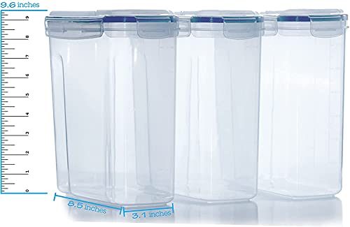 MEKBOK Cereal Storage Container Set, BPA Free Plastic Airtight Food Storage Containers 135.2 oz for Cereal, Snacks and Sugar, 3 Piece Set Cereal Dispensers with 16 Chalkboard Labels, blue