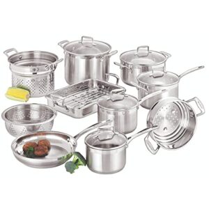 scanpan impact 16-piece cookware set - made of durable 18/10 stainless steel - dishwasher & oven safe
