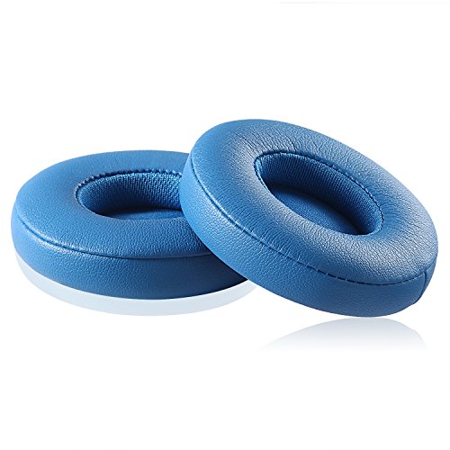 Jecobb Solo 2 Wired Replacement Earpads Ear Cushion Pads with Protein Leather and Memory Foam for Beats Solo2 Wired On-Ear Headphones by Dr. Dre ONLY (NOT FIT Solo 2/3 Wireless) (Blue)