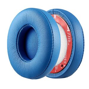 Jecobb Solo 2 Wired Replacement Earpads Ear Cushion Pads with Protein Leather and Memory Foam for Beats Solo2 Wired On-Ear Headphones by Dr. Dre ONLY (NOT FIT Solo 2/3 Wireless) (Blue)