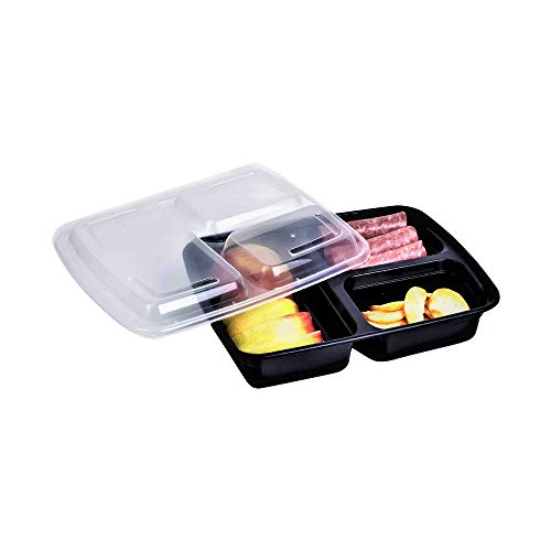 3 Compartment Meal Prep Containers with Lids Food Storage BPA Free Pack of 10