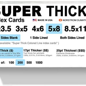 200 SUPER THICK index cards/ 5"x8" / 14pt (0.014") 100lb / blank un-ruled/archival acid-free