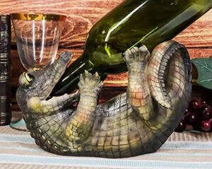 ebros gift whimsical comical thirsty alligator crocodile wine holder figurine 8.75" h prehistoric reptile chompsy gator party hosting wine rack stand decor