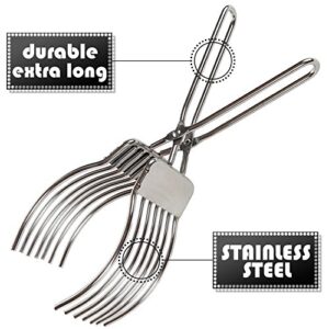 Stainless Steel Roast Beef Cutting Tongs Meat Bread Slicing Tong Onion Tomato Holder For Slicing Vegetable Fruits Cutting Kitchen Aid