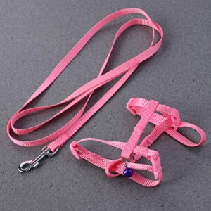 UEETEK Adjustable Pet Rabbit Harness,Small Animal Harness Leash Lead with Small Bell for Pets Walking Running (Pink)