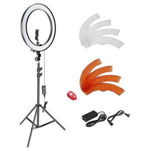 neewer 18-inch smd led ring light dimmable lighting kit with 78.7-inch light stand, filter and hot shoe adapter for photo studio led lighting portrait youtube tiktok video shooting (no carrying bag)