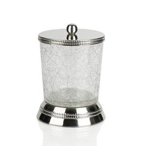 nu steel reg1h regal collection qtip holder, bathroom vanity storage organiser, canister, apothecary jar for cotton swabs, rounds, balls, metal with crackle glass finish