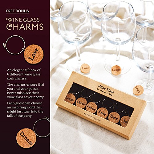 Anna Stay Wine Rack Wall Mounted - Decorative Wine Rack with Wine Glass Holder, Wall Mounted Wine Rack inc Cork Storage & Wine Charms, Wine Gifts with Wine Bottle Holder for Wine Decor