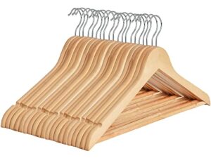 storageworks 20-pack solid wood coat hangers, wooden clothes hangers, natural finish