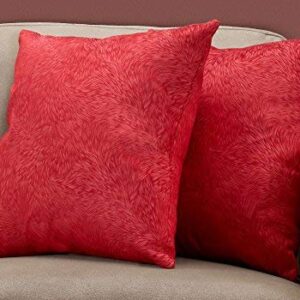 Monarch Specialties 9327, Set of 2, 18 X 18 Square, Insert Included, Decorative Throw, Accent, Sofa, Couch, Bedroom, Polyester, Hypoallergenic, Red Pillow 18"X 18" Feathered Velvet 2Pcs, 2 Count