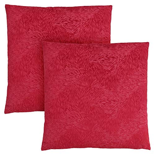 Monarch Specialties 9327, Set of 2, 18 X 18 Square, Insert Included, Decorative Throw, Accent, Sofa, Couch, Bedroom, Polyester, Hypoallergenic, Red Pillow 18"X 18" Feathered Velvet 2Pcs, 2 Count