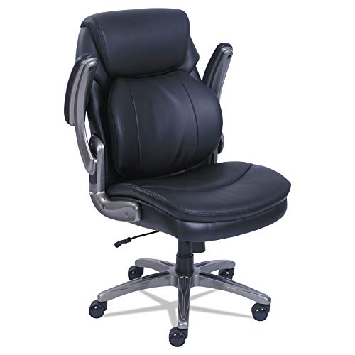 SertaPedic Cosset Mid-Back Executive Chair, Supports Up to 275 Lb, 18.5" to 21.5" Seat Height, Black Seat/Back, Slate Base