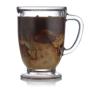 libbey kona glass coffee mugs, 16-ounce, set of 6