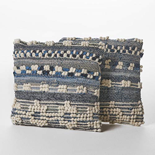 Christopher Knight Home Clara Wool and Denim Pillows, 2-Pcs Set, Blue / White