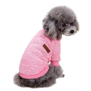 jecikelon pet dog clothes dog sweater soft thickening warm pup dogs shirt winter puppy sweater for dogs (pink, l)